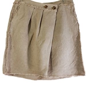 Michel Kors Linen Tan Frayed Skirt size 6